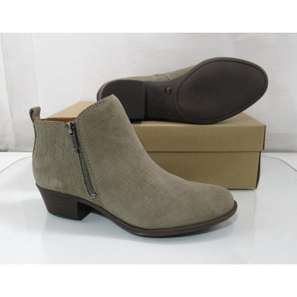 Lucky Brand Basel Size 8 Block Heel Booties Ankle Boots Fossilized Jupiter - Picture 6 of 8